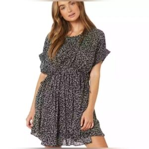 ✨FREE PEOPLE✨ One Fine Day Mini Dress in Black and White Floral Print Size XS